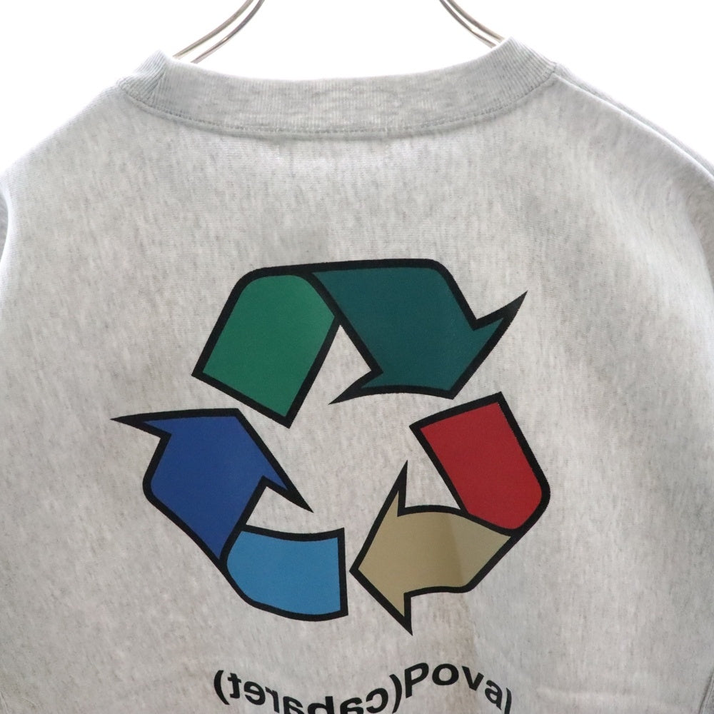 CABARET POVAL(キャバレーポバール) BEAUTY&YOUTH別注 R/L プリントスウェットトレーナー グレー