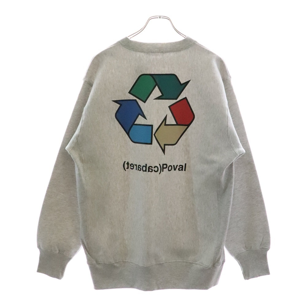 CABARET POVAL(キャバレーポバール) BEAUTY&YOUTH別注 R/L プリントスウェットトレーナー グレー