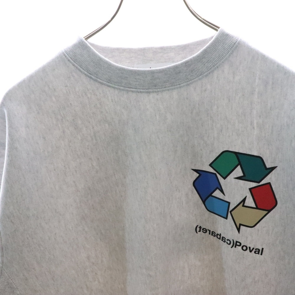CABARET POVAL(キャバレーポバール) BEAUTY&YOUTH別注 R/L プリントスウェットトレーナー グレー