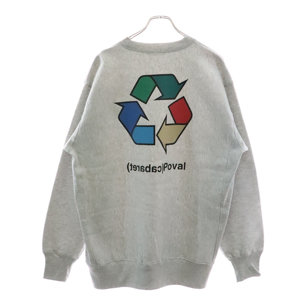 CABARET POVAL(キャバレーポバール) BEAUTY&YOUTH別注 R/L プリントスウェットトレーナー グレー