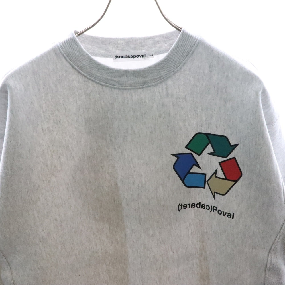 CABARET POVAL(キャバレーポバール) BEAUTY&YOUTH別注 R/L プリントスウェットトレーナー グレー