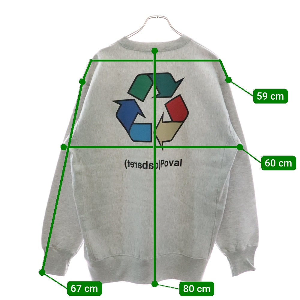 CABARET POVAL(キャバレーポバール) BEAUTY&YOUTH別注 R/L プリントスウェットトレーナー グレー