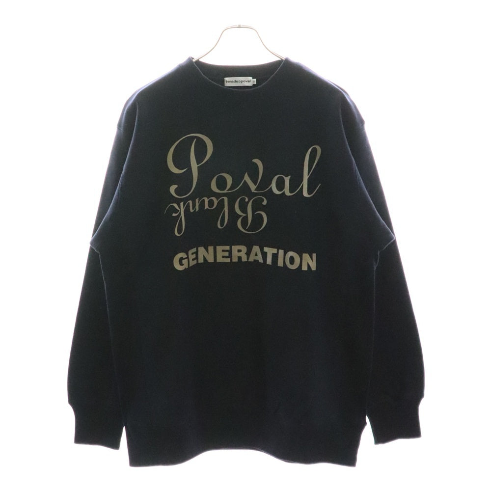 CABARET POVAL(キャバレーポバール) BEAUTY&YOUTH別注 LUXURIA プリントスウェットトレーナー ネイビー