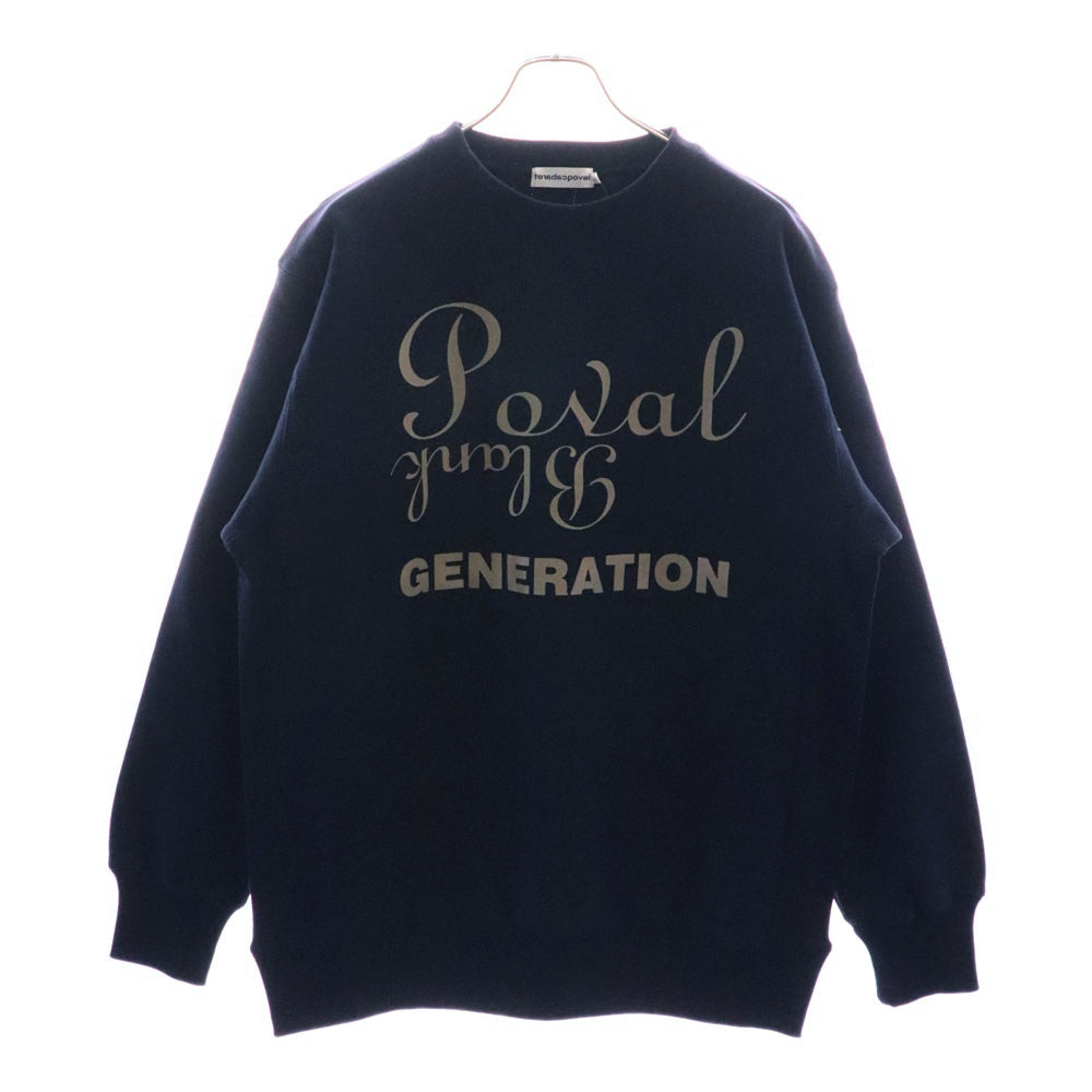 CABARET POVAL(キャバレーポバール) BEAUTY&YOUTH別注 LUXURIA プリントスウェットトレーナー ネイビー