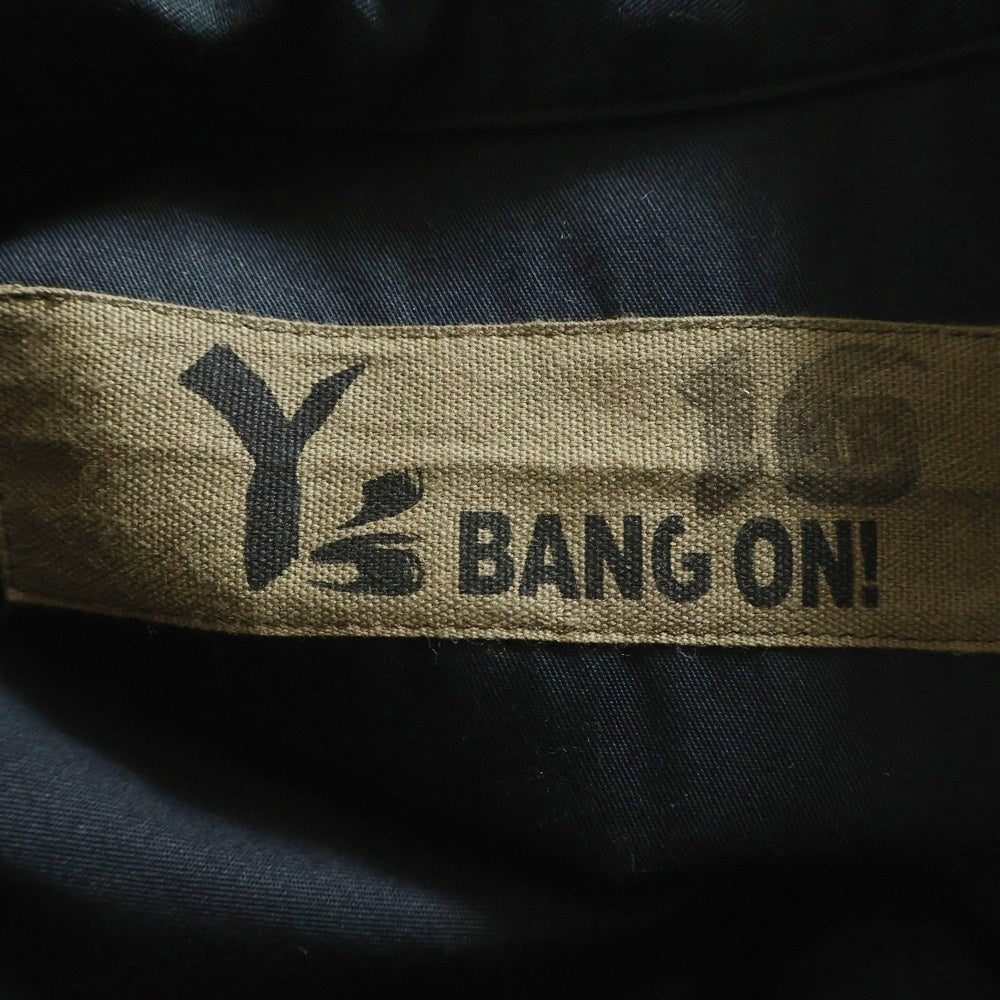 Y's BANG ON!(ワイズバングオン) スタンドカラー ラージポケット コットン 長袖 ロングシャツ ブラック YA-B16-055