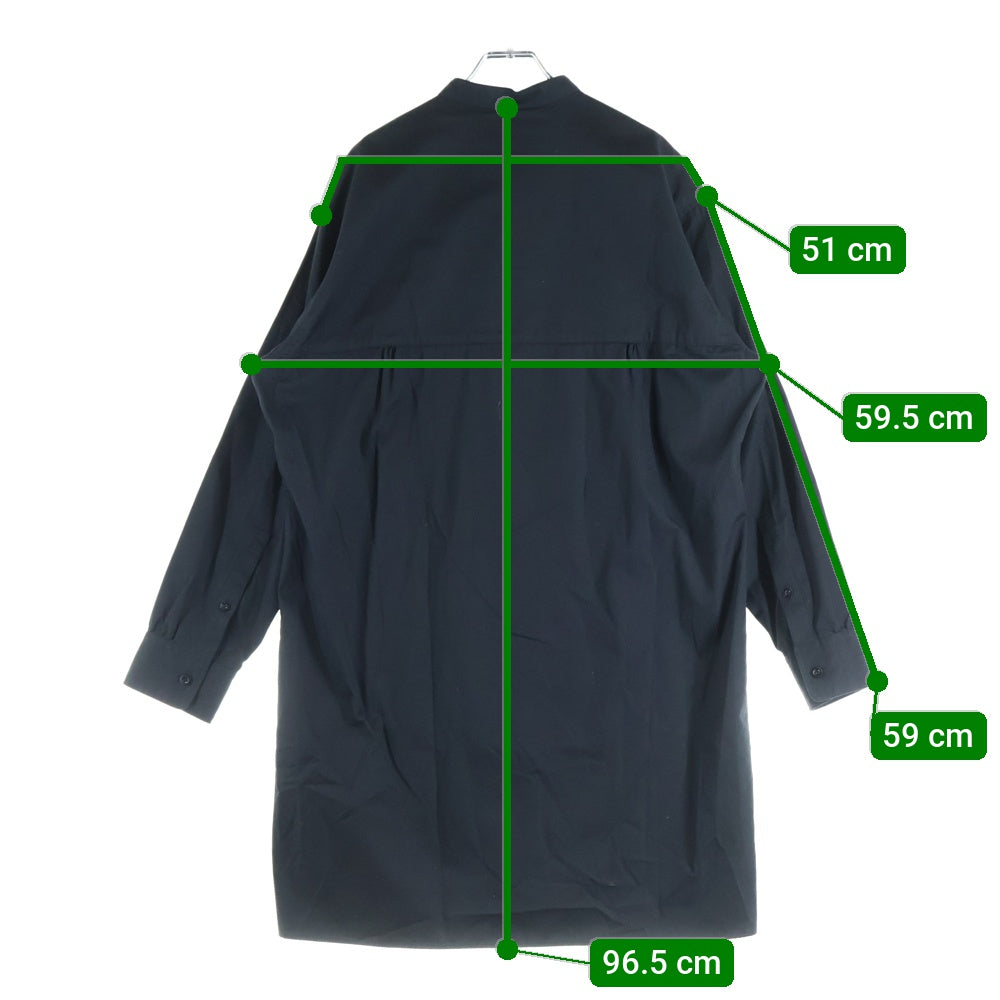 Y's BANG ON!(ワイズバングオン) スタンドカラー ラージポケット コットン 長袖 ロングシャツ ブラック YA-B16-055