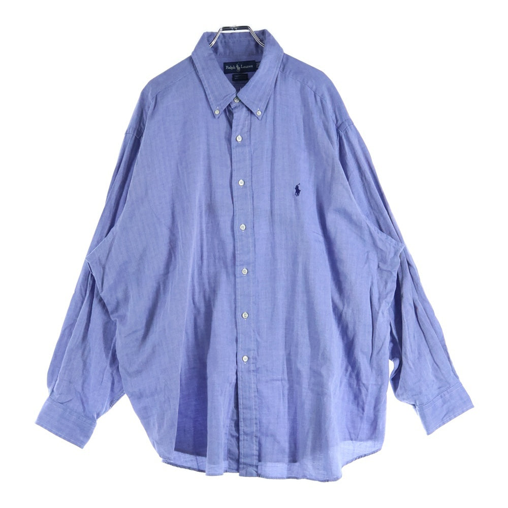 POLO RALPH LAUREN(ポロラルフローレン) 90S L/S REGULAR COLLAR HERRINGBONE SHIRT レギュラーカラー ロングスリーブ ヘリンボーン 長袖シャツ ブルー