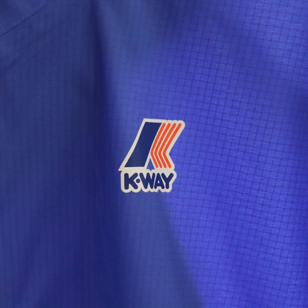 NO BRAND(ノーブランド) K-WAY ケーウェイ 胸ロゴデザイン フーデッド ジップアップ フーデッド ナイロンジャケット ブルー K111NIW
