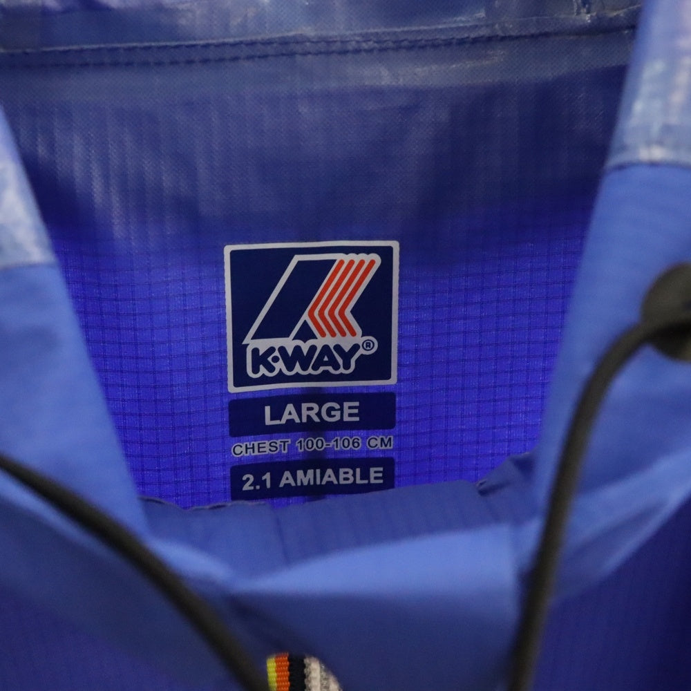 NO BRAND(ノーブランド) K-WAY ケーウェイ 胸ロゴデザイン フーデッド ジップアップ フーデッド ナイロンジャケット ブルー K111NIW