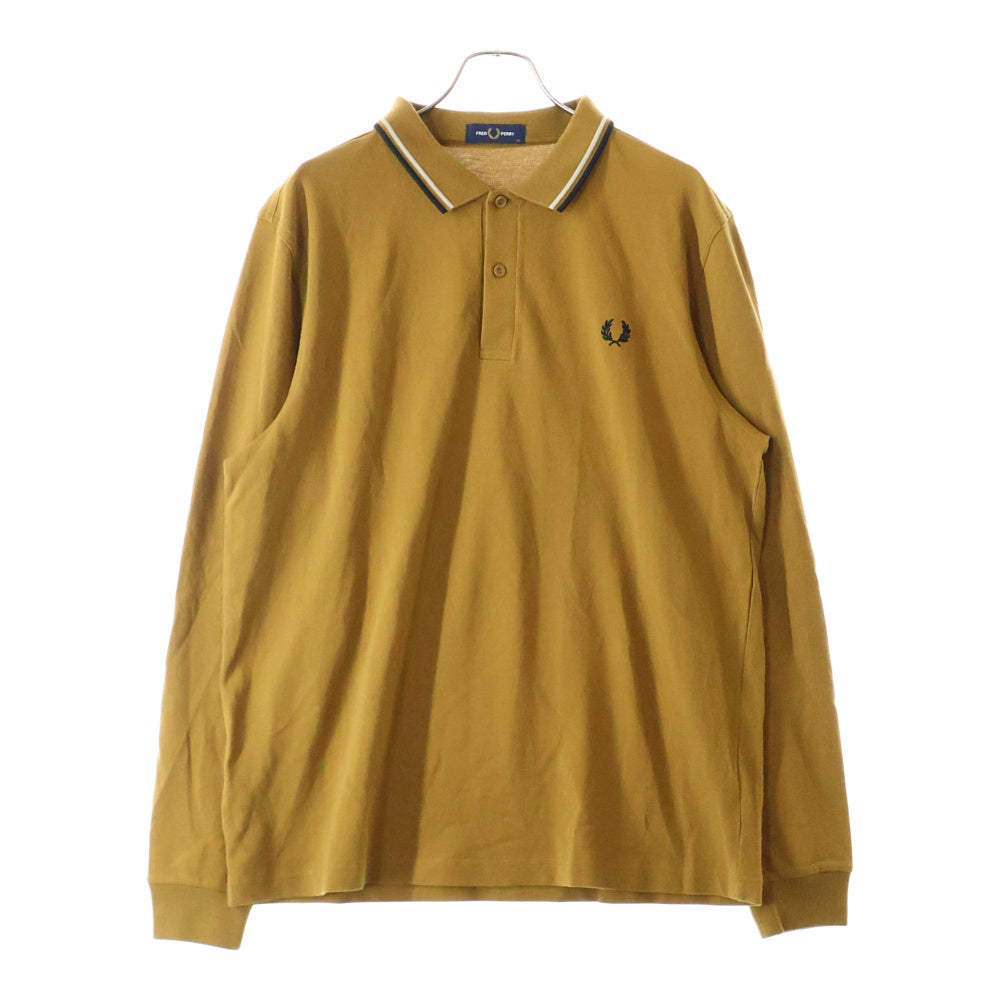FRED PERRY(フレッドペリー) ロゴエンブロイダリー 長袖ポロシャツ ブラウン