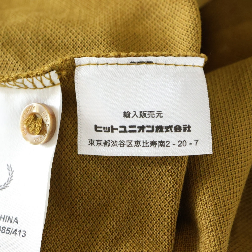 FRED PERRY(フレッドペリー) ロゴエンブロイダリー 長袖ポロシャツ ブラウン