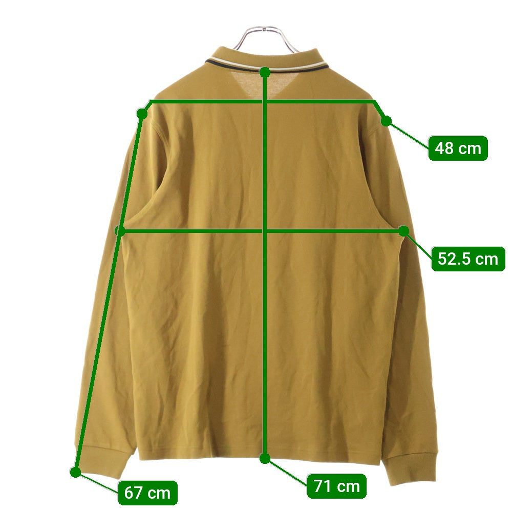 FRED PERRY(フレッドペリー) ロゴエンブロイダリー 長袖ポロシャツ ブラウン