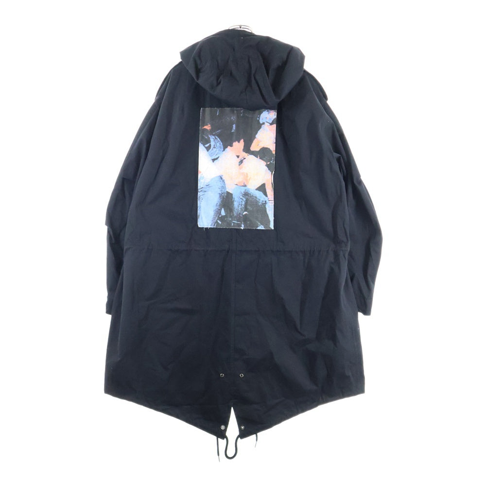 FRED PERRY(フレッドペリー) ×RAF SIMONS UNLINED PARKA ラフシモンズ パッチワーク フィッシュテール モッズパーカー コート ブラック SJ1874