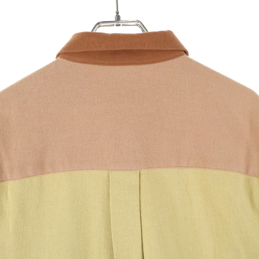 DARENIMO(ダレニモ) レギュラーカラー ハイオンス コットン 長袖シャツ イエロー/ブラウン