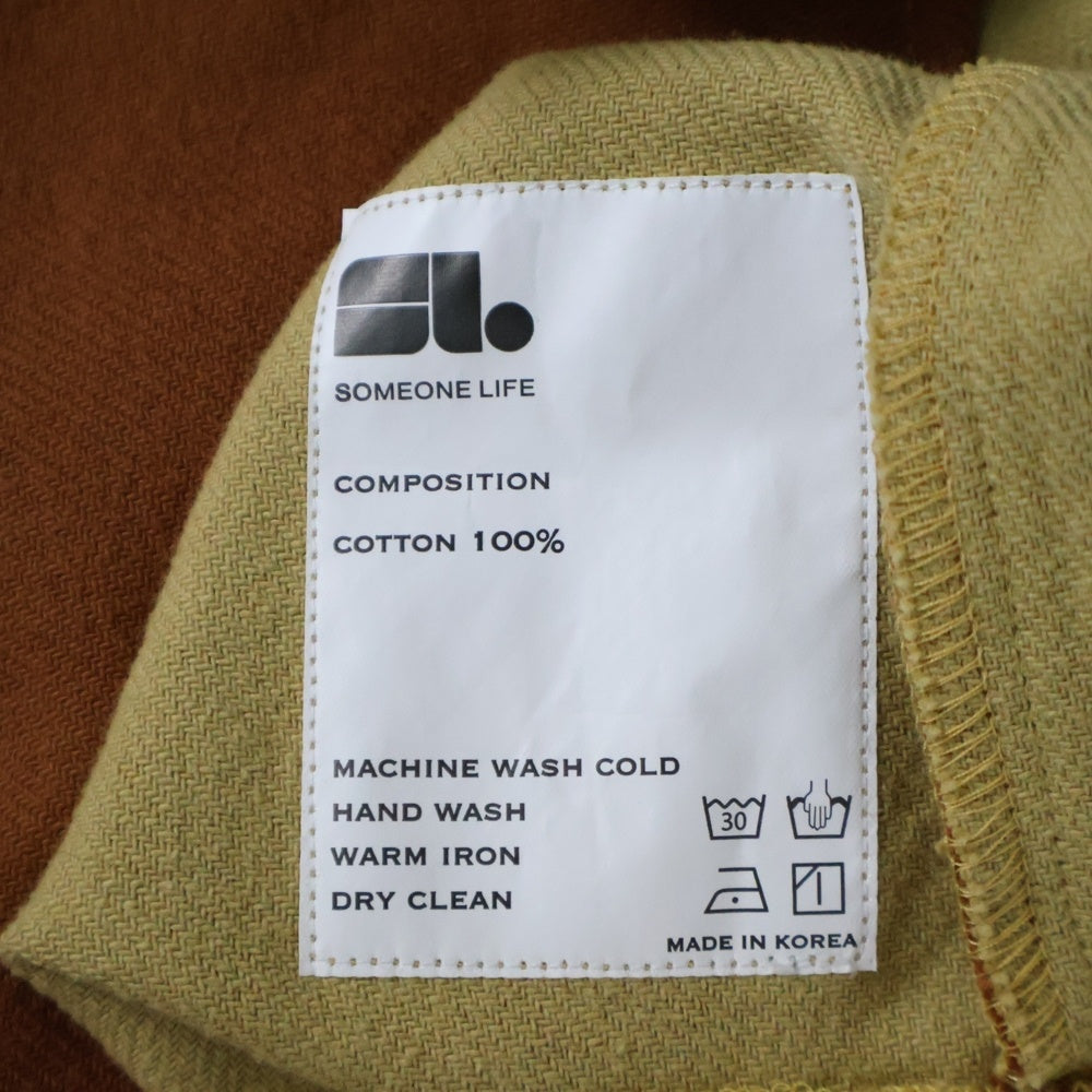 DARENIMO(ダレニモ) レギュラーカラー ハイオンス コットン 長袖シャツ イエロー/ブラウン