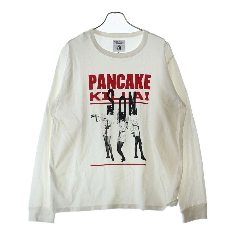 TACOMA FUJI RECORDS(タコマフジレコード) PANCAKE KILLA フロント プリント クルーネック 長袖Tシャツ カットソー ホワイト