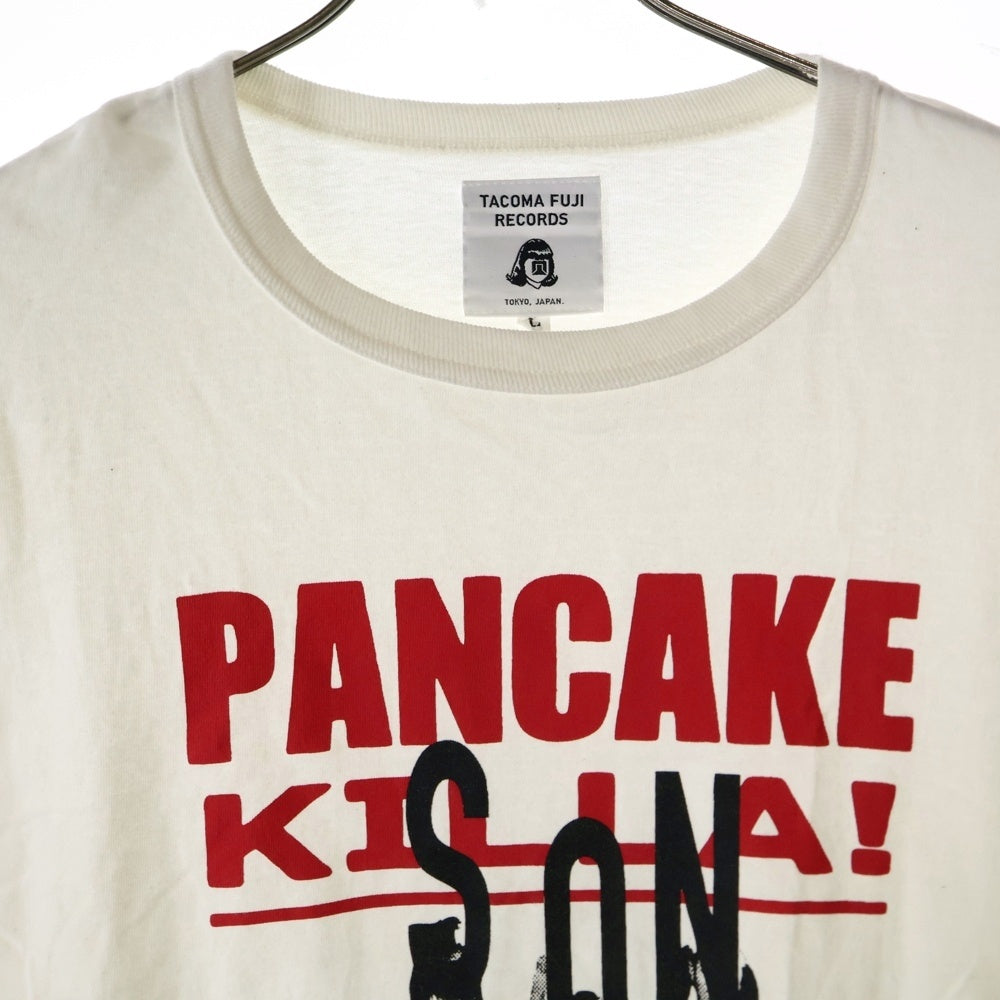 TACOMA FUJI RECORDS(タコマフジレコード) PANCAKE KILLA フロント プリント クルーネック 長袖Tシャツ カットソー ホワイト