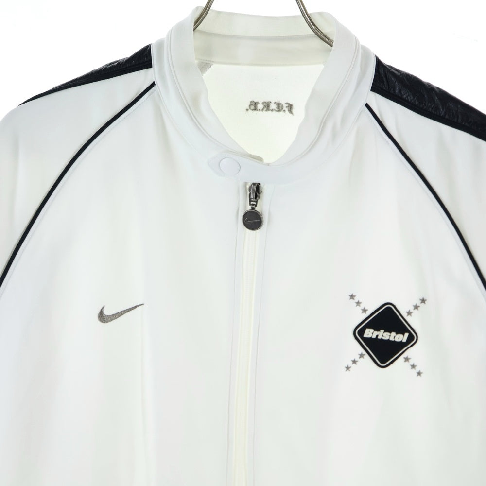 F.C.R.B./F.C.Real Bristol/FCRB(エフシーアールビー/エフシーレアルブリストル) ×NIKE ナイキ フェイクレザーライン フロントロゴ ジップアップトラックジャケット ホワイト 193915