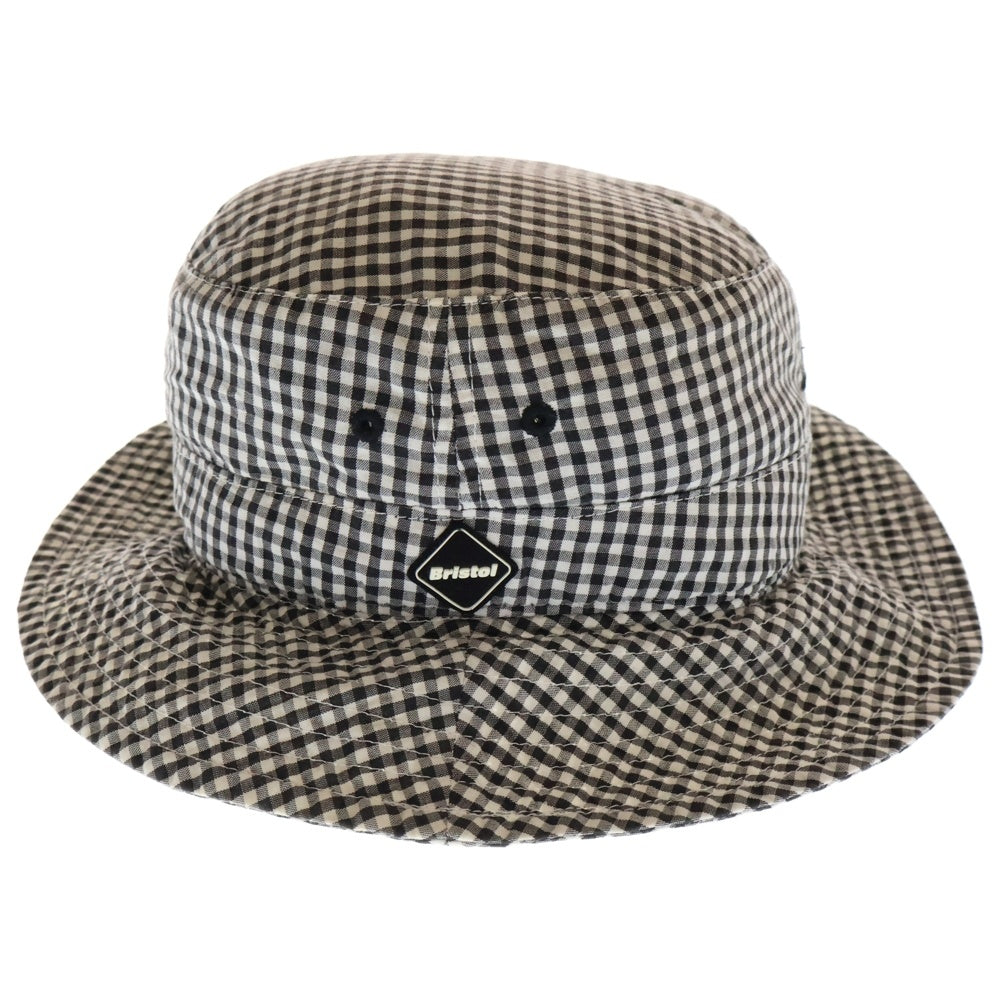 F.C.R.B./F.C.Real Bristol/FCRB(エフシーアールビー/エフシーレアルブリストル) ×NIKE ナイキ ロゴ刺繍 ギンガムチェック コットンバケットハット 帽子 ホワイト/ブラック 319143