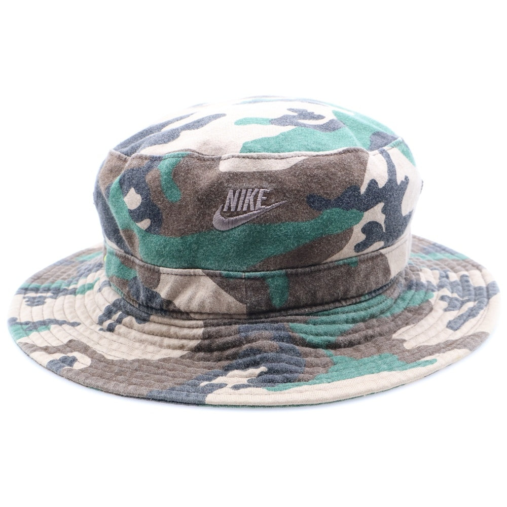 F.C.R.B./F.C.Real Bristol/FCRB(エフシーアールビー/エフシーレアルブリストル) ×NIKE ナイキ ロゴ刺繍 カモ柄 コットンバケットハット 帽子 グリーン/ブラウン 243829