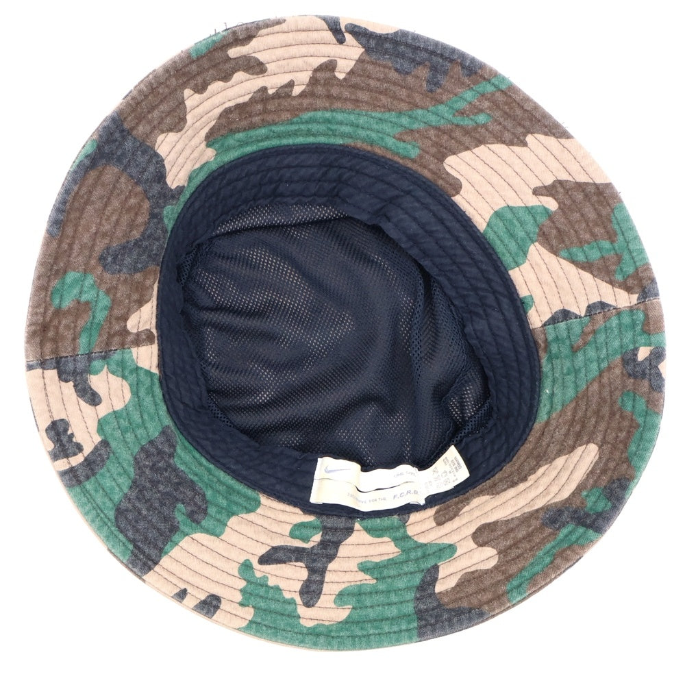 F.C.R.B./F.C.Real Bristol/FCRB(エフシーアールビー/エフシーレアルブリストル) ×NIKE ナイキ ロゴ刺繍 カモ柄 コットンバケットハット 帽子 グリーン/ブラウン 243829
