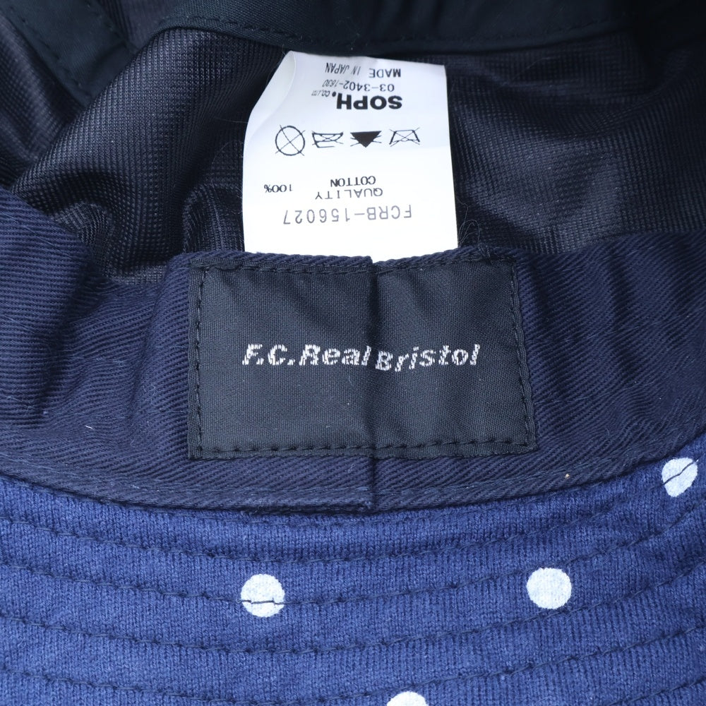 F.C.R.B./F.C.Real Bristol/FCRB(エフシーアールビー/エフシーレアルブリストル) 15AW DOT HAT ロゴ刺繍 ドット柄 コットンバケットハット 帽子 ネイビー FCRB-156027