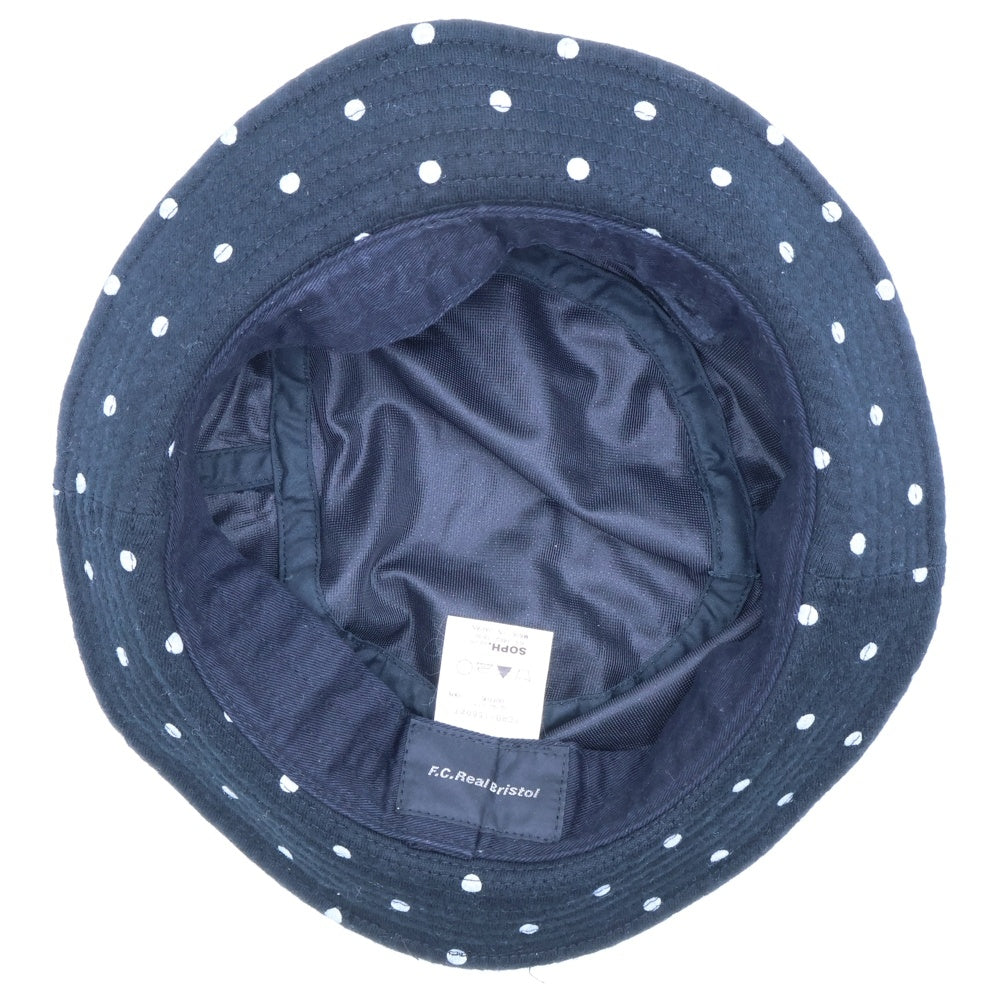 F.C.R.B./F.C.Real Bristol/FCRB(エフシーアールビー/エフシーレアルブリストル) 15AW DOT HAT ロゴ刺繍 ドット柄 コットンバケットハット 帽子 ブラック FCRB-156027