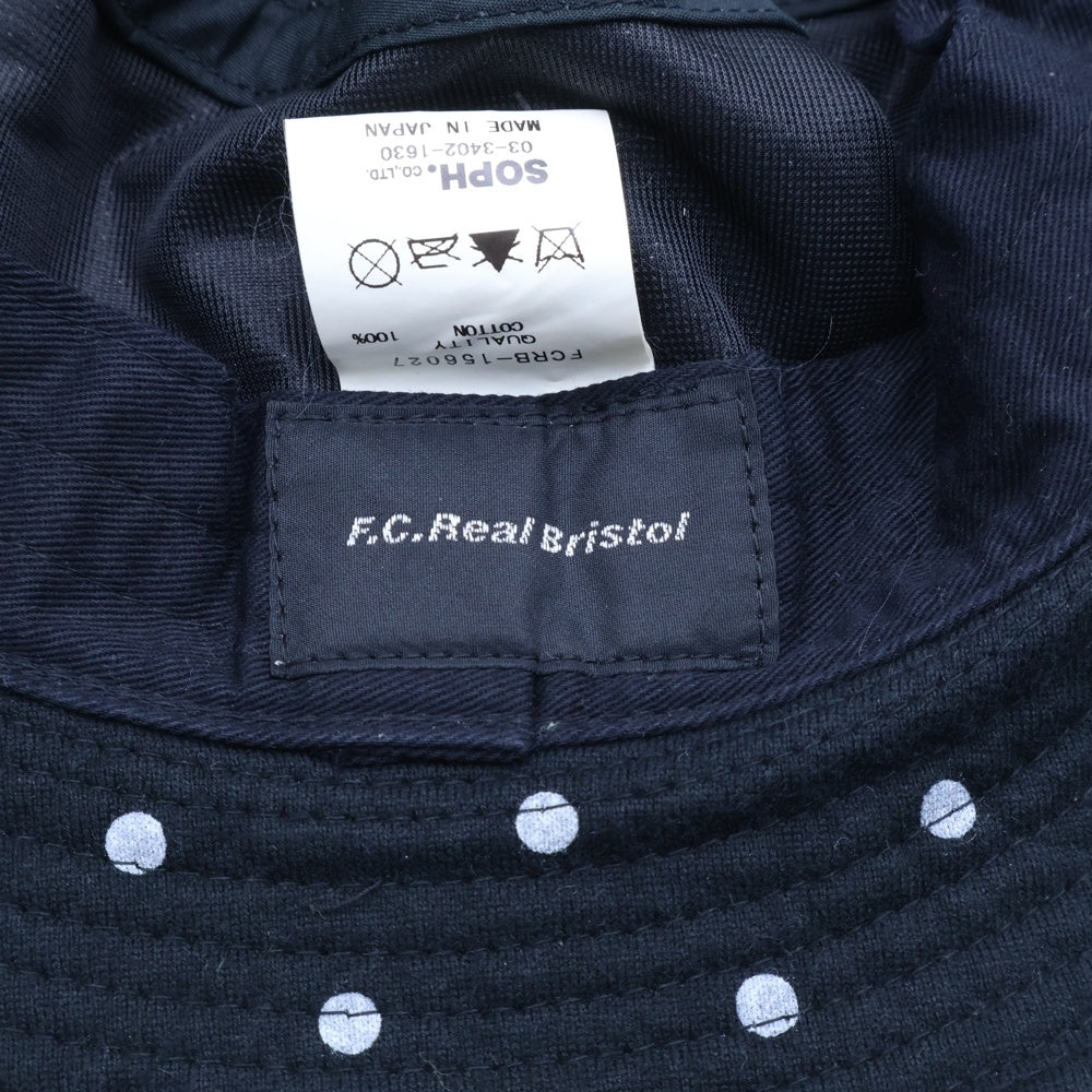 F.C.R.B./F.C.Real Bristol/FCRB(エフシーアールビー/エフシーレアルブリストル) 15AW DOT HAT ロゴ刺繍 ドット柄 コットンバケットハット 帽子 ブラック FCRB-156027