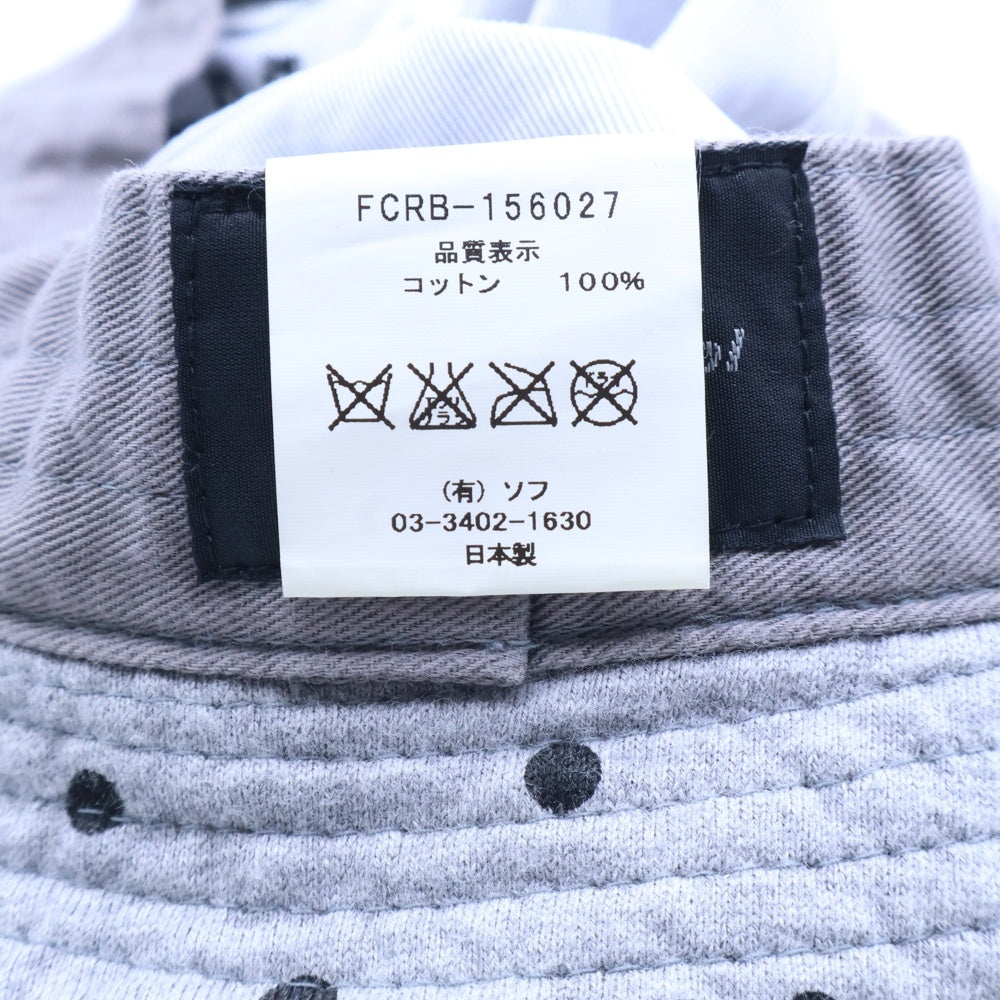 F.C.R.B./F.C.Real Bristol/FCRB(エフシーアールビー/エフシーレアルブリストル) 15AW DOT HAT ロゴ刺繍 ドット柄 コットンバケットハット 帽子 グレー FCRB-156027