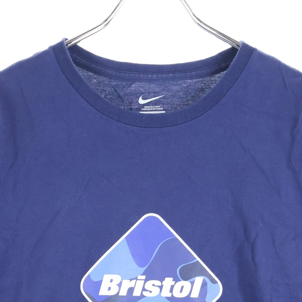 F.C.R.B./F.C.Real Bristol/FCRB(エフシーアールビー/エフシーレアルブリストル) ×NIKE ナイキ フロントロゴプリントTシャツ 半袖クルーネックカットソー ネイビー 640479-440