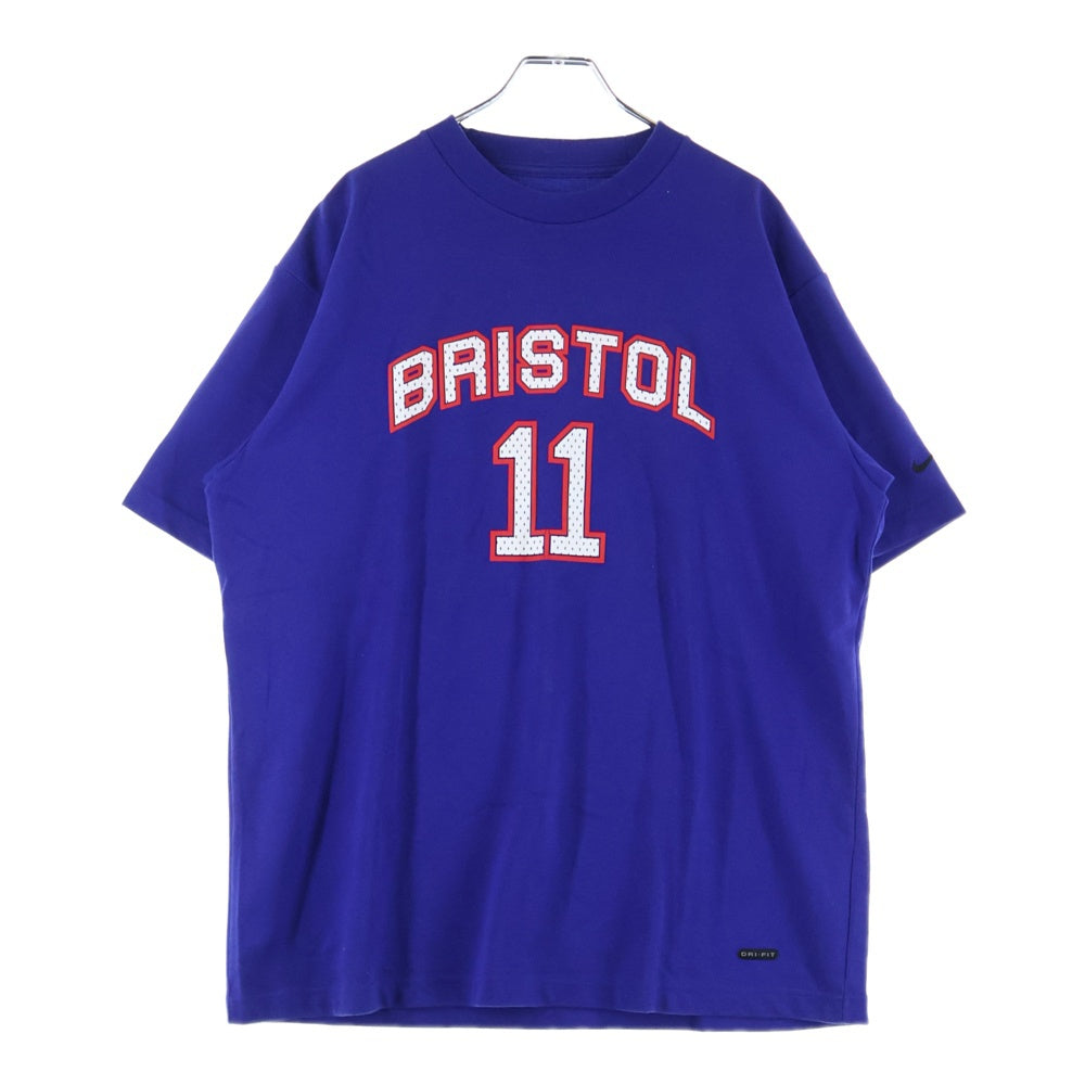 F.C.R.B./F.C.Real Bristol/FCRB(エフシーアールビー/エフシーレアルブリストル) ×NIKE ナイキ フロントナンバリングロゴTシャツ 半袖クルーネックカットソー ブルー