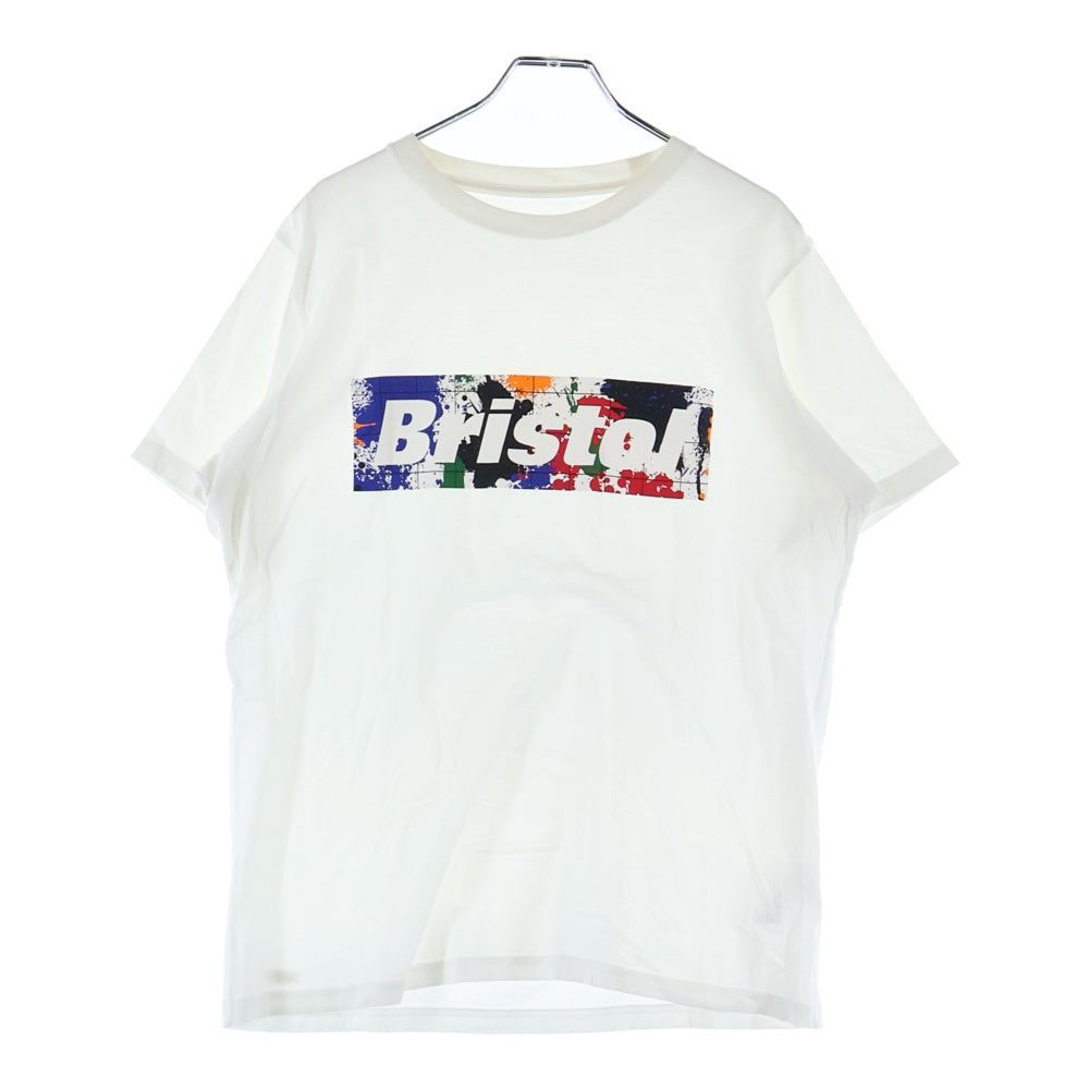 F.C.R.B./F.C.Real Bristol/FCRB(エフシーアールビー/エフシーレアルブリストル) 15SS SPLATTER BOX LOGO TEE スプラッターロゴプリントTシャツ 半袖クルーネックカットソー ホワイト FCRB-156000