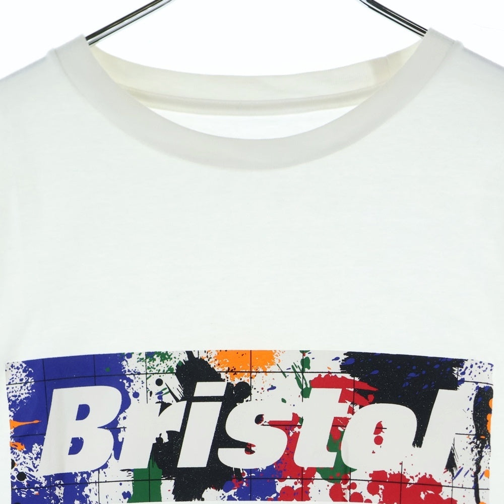 F.C.R.B./F.C.Real Bristol/FCRB(エフシーアールビー/エフシーレアルブリストル) 15SS SPLATTER BOX LOGO TEE スプラッターロゴプリントTシャツ 半袖クルーネックカットソー ホワイト FCRB-156000