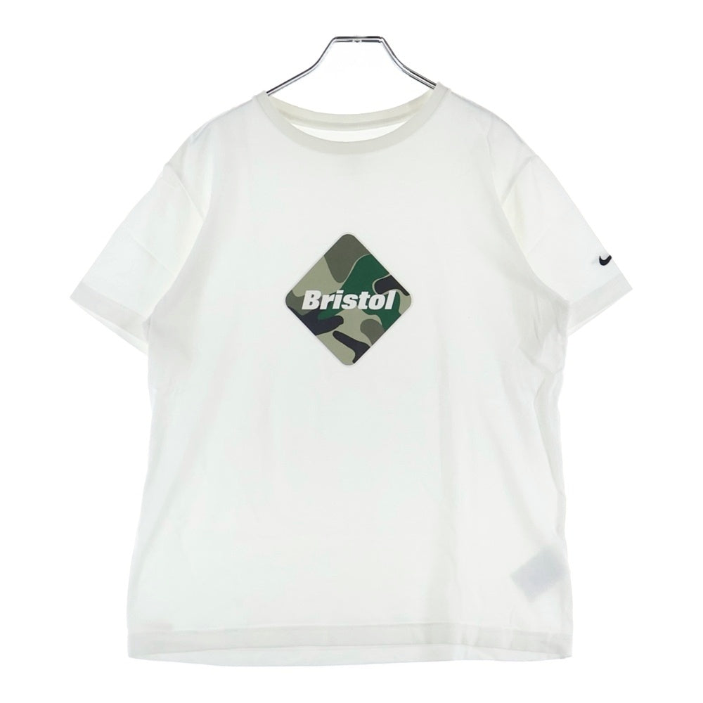 F.C.R.B./F.C.Real Bristol/FCRB(エフシーアールビー/エフシーレアルブリストル) ×NIKE ナイキ カモ柄 フロントロゴプリントTシャツ 半袖クルーネックカットソー ホワイト 640479-100