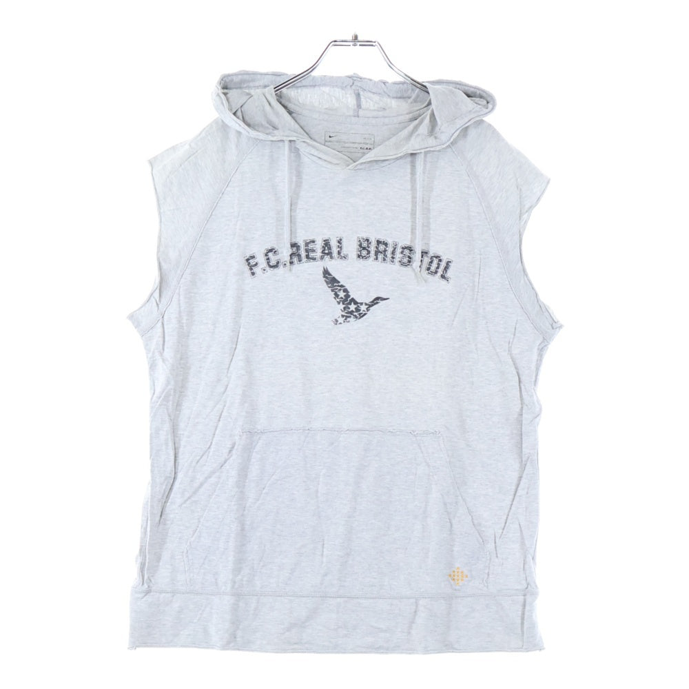 F.C.R.B./F.C.Real Bristol/FCRB(エフシーアールビー/エフシーレアルブリストル) カレッジロゴ ノースリーブ フーデッドカットソー Tシャツ グレー 197165