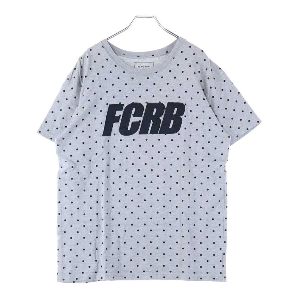 F.C.R.B./F.C.Real Bristol/FCRB(エフシーアールビー/エフシーレアルブリストル) ロゴワッペンデザイン ドット柄 クルーネックTシャツ 半袖カットソー グレー FCRB-156026