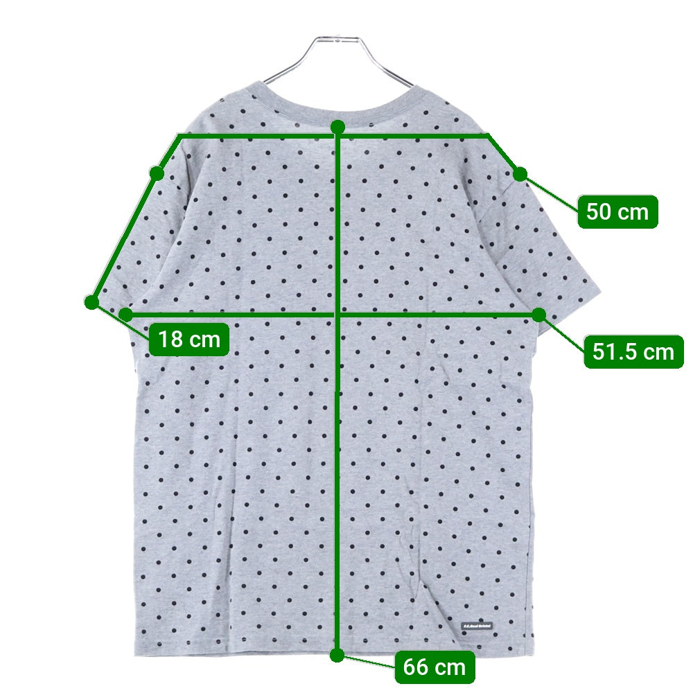 F.C.R.B./F.C.Real Bristol/FCRB(エフシーアールビー/エフシーレアルブリストル) ロゴワッペンデザイン ドット柄 クルーネックTシャツ 半袖カットソー グレー FCRB-156026