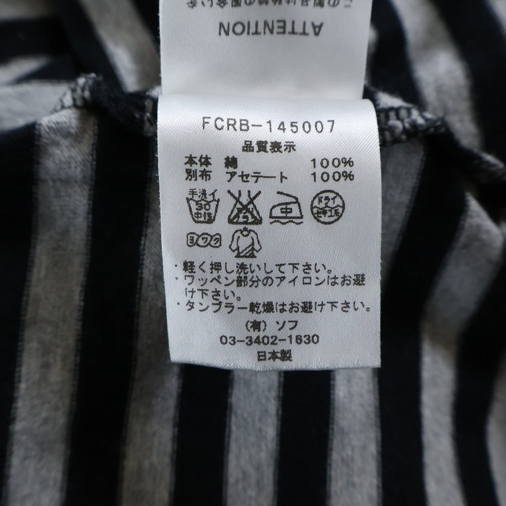 F.C.R.B./F.C.Real Bristol/FCRB(エフシーアールビー/エフシーレアルブリストル) ワッペンロゴデザイン ボーダー クルーネックカットソー 半袖Tシャツ グレー/ブラック FCRB-145007