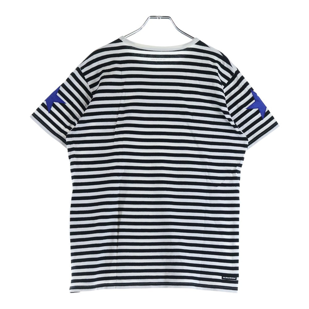 F.C.R.B./F.C.Real Bristol/FCRB(エフシーアールビー/エフシーレアルブリストル) ワッペンロゴデザイン ボーダー クルーネックカットソー 半袖Tシャツ ブラック/ホワイト FCRB-145007