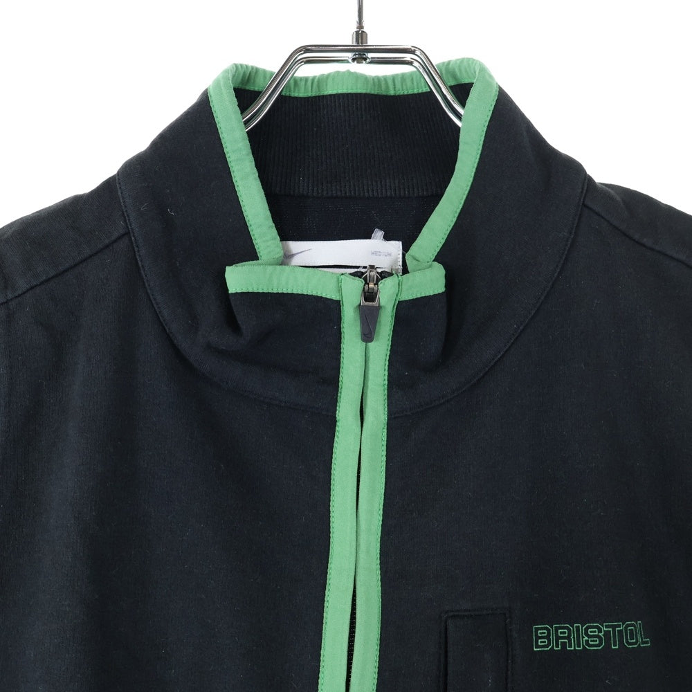 F.C.R.B./F.C.Real Bristol/FCRB(エフシーアールビー/エフシーレアルブリストル) ×NIKE ナイキ 胸ロゴ ジップアップスウェットベスト ブラック/グリーン 190500