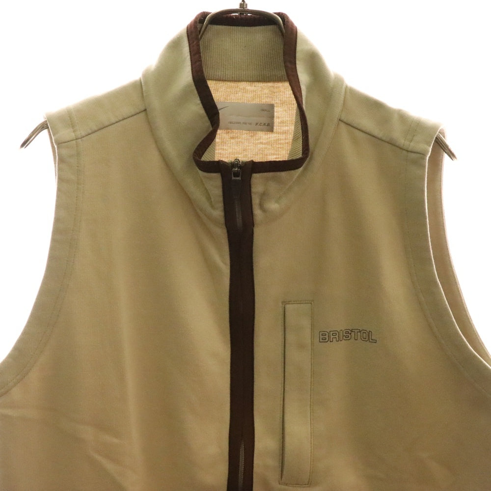 F.C.R.B./F.C.Real Bristol/FCRB(エフシーアールビー/エフシーレアルブリストル) ×NIKE ナイキ 胸ロゴ ジップアップスウェットベスト ベージュ/ブラウン 190500