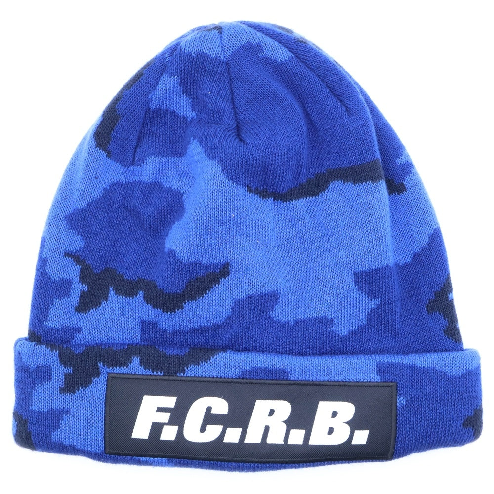 F.C.R.B./F.C.Real Bristol/FCRB(エフシーアールビー/エフシーレアルブリストル) カモフラ柄 ボックスロゴニットビーニー ニット帽 帽子 ブルー FCRB-167067