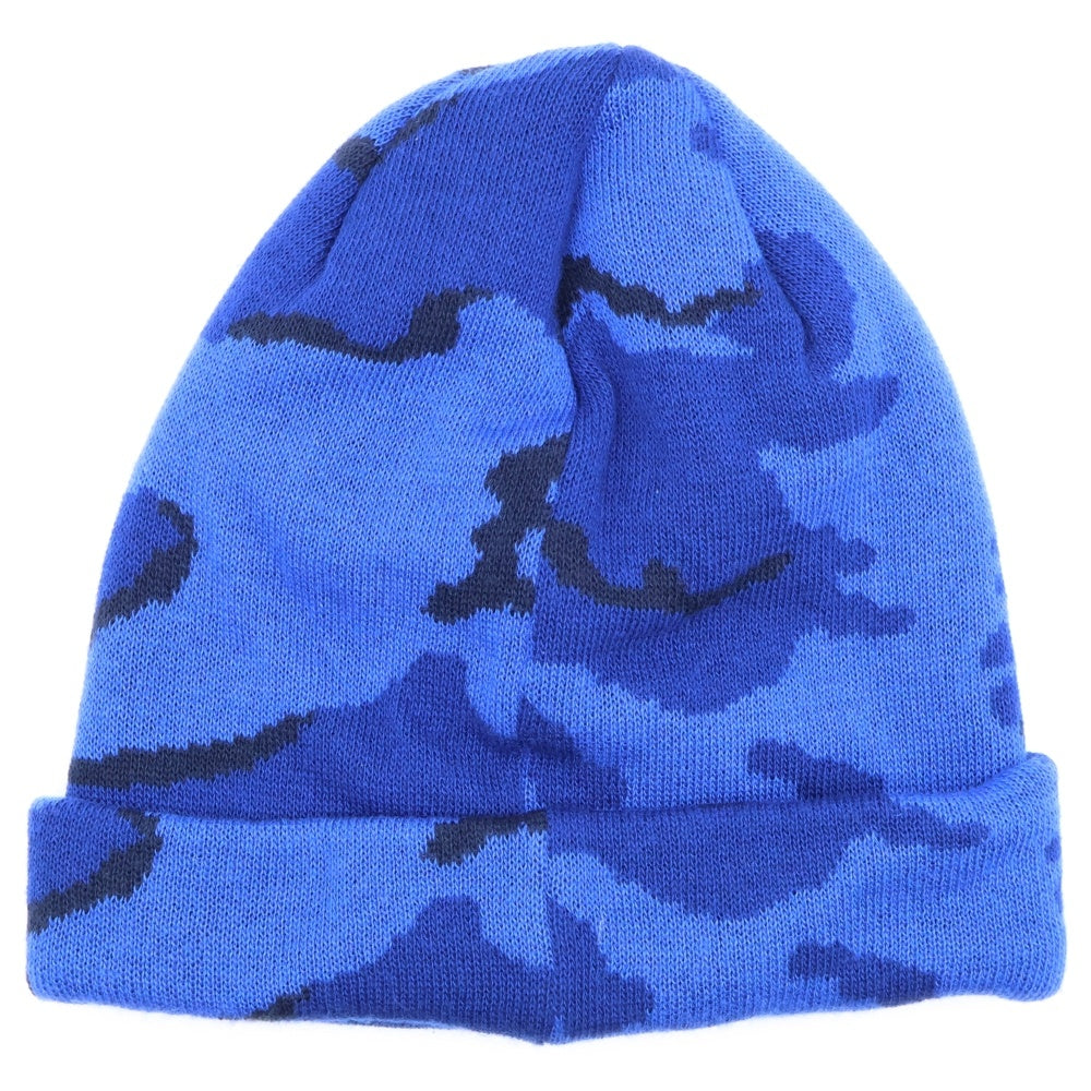 F.C.R.B./F.C.Real Bristol/FCRB(エフシーアールビー/エフシーレアルブリストル) カモフラ柄 ボックスロゴニットビーニー ニット帽 帽子 ブルー FCRB-167067