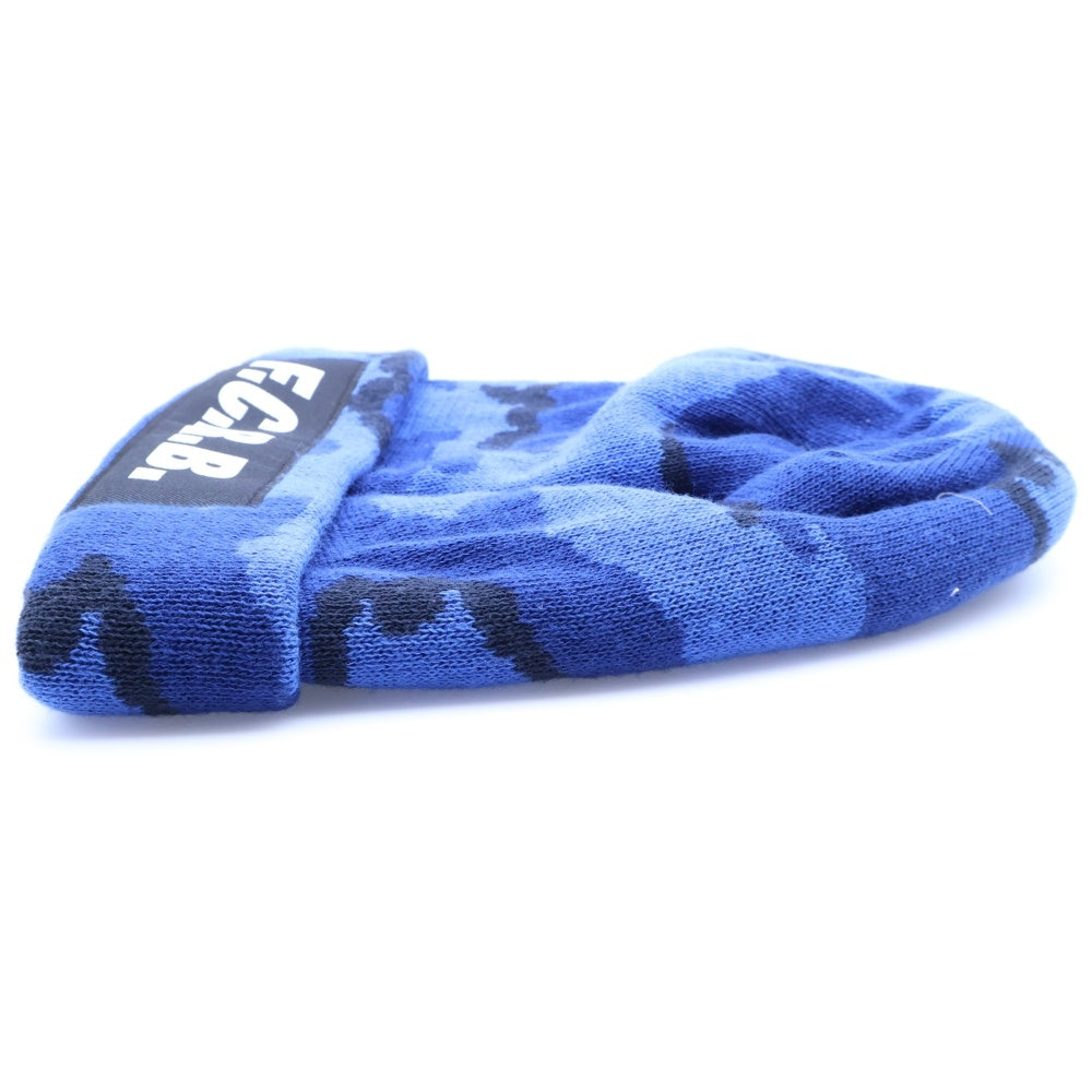 F.C.R.B./F.C.Real Bristol/FCRB(エフシーアールビー/エフシーレアルブリストル) カモフラ柄 ボックスロゴニットビーニー ニット帽 帽子 ブルー FCRB-167067