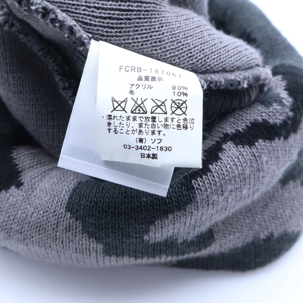 F.C.R.B./F.C.Real Bristol/FCRB(エフシーアールビー/エフシーレアルブリストル) カモフラ柄 ボックスロゴニットビーニー ニット帽 帽子 グレー FCRB-167067