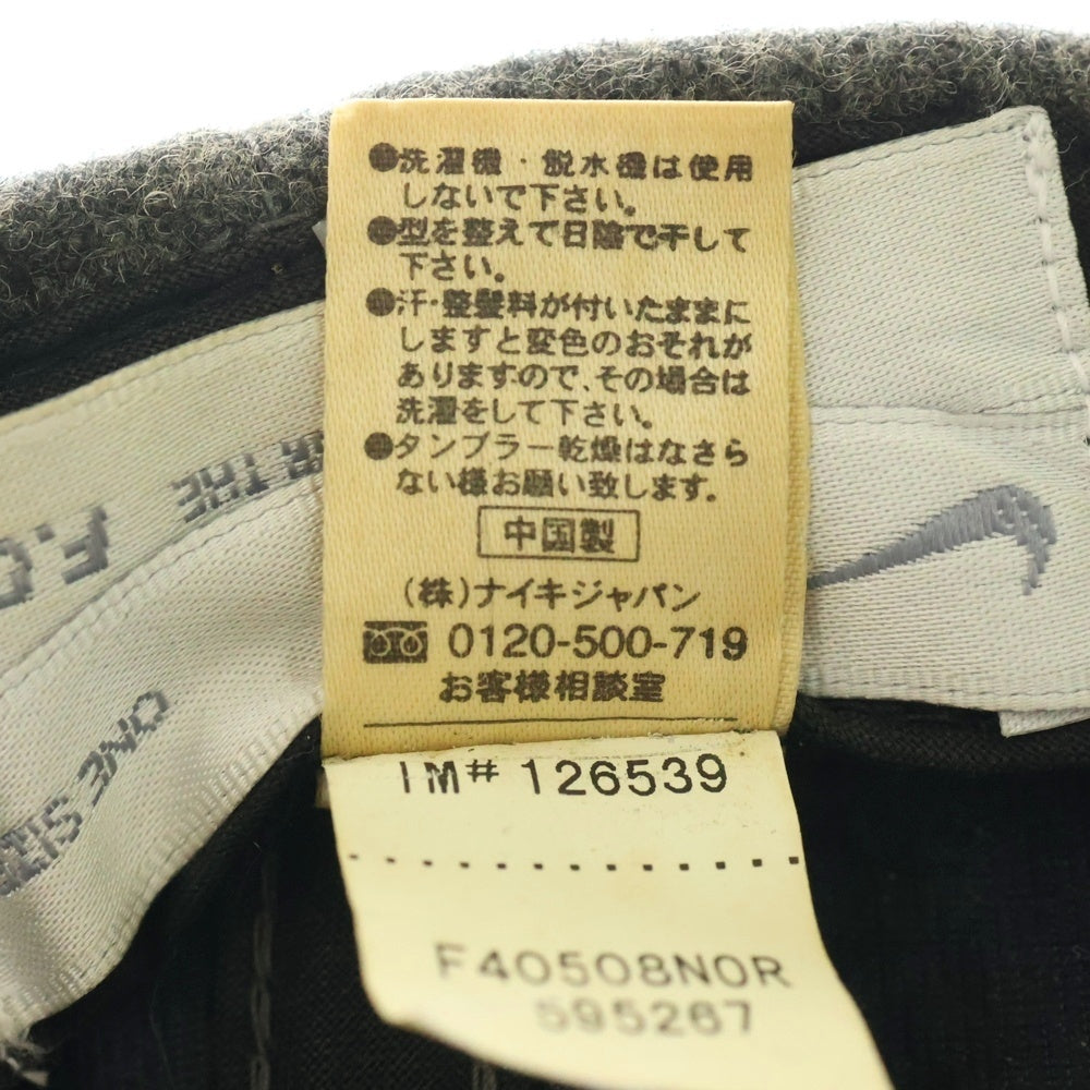 F.C.R.B./F.C.Real Bristol/FCRB(エフシーアールビー/エフシーレアルブリストル) ×NIKE ナイキ REAL BLACKS刺繍 ウール混 6パネルキャップ 帽子 グレー 595267