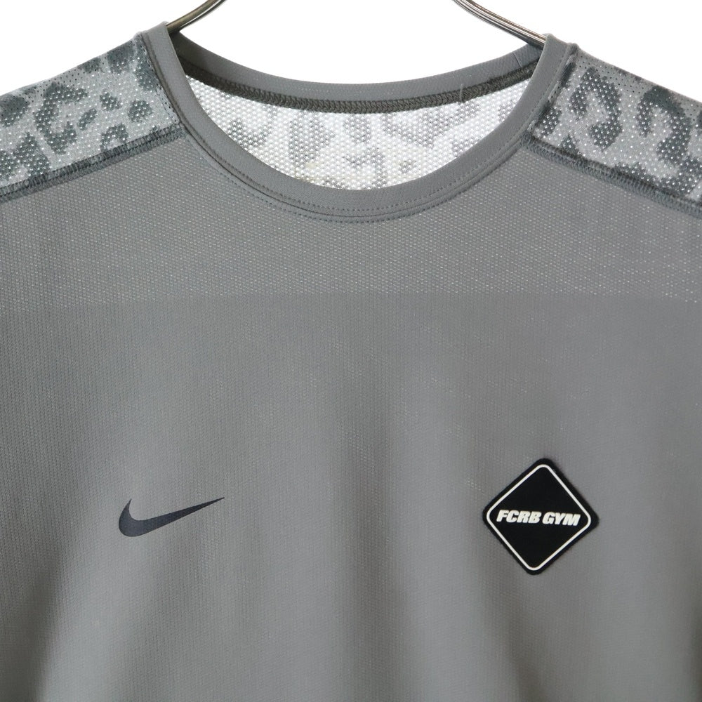 F.C.R.B./F.C.Real Bristol/FCRB(エフシーアールビー/エフシーレアルブリストル) ×NIKE ナイキ ラバーロゴデザイン クルーネック メッシュカットソー 半袖Tシャツ グレー 534636-009