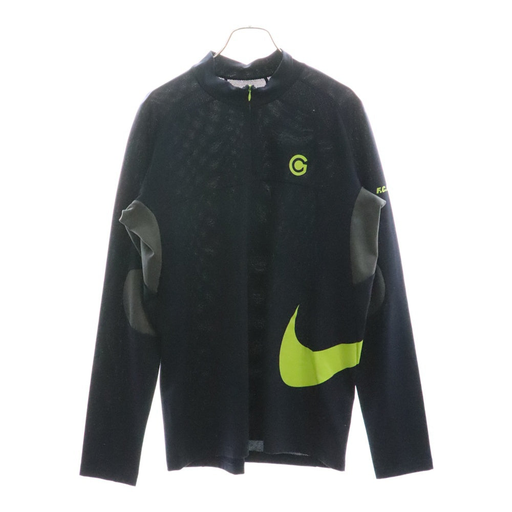 F.C.R.B./F.C.Real Bristol/FCRB(エフシーアールビー/エフシーレアルブリストル) ×NIKE ナイキ スウッシュ ロゴデザイン ハーフジップ 長袖カットソー ブルー 378421