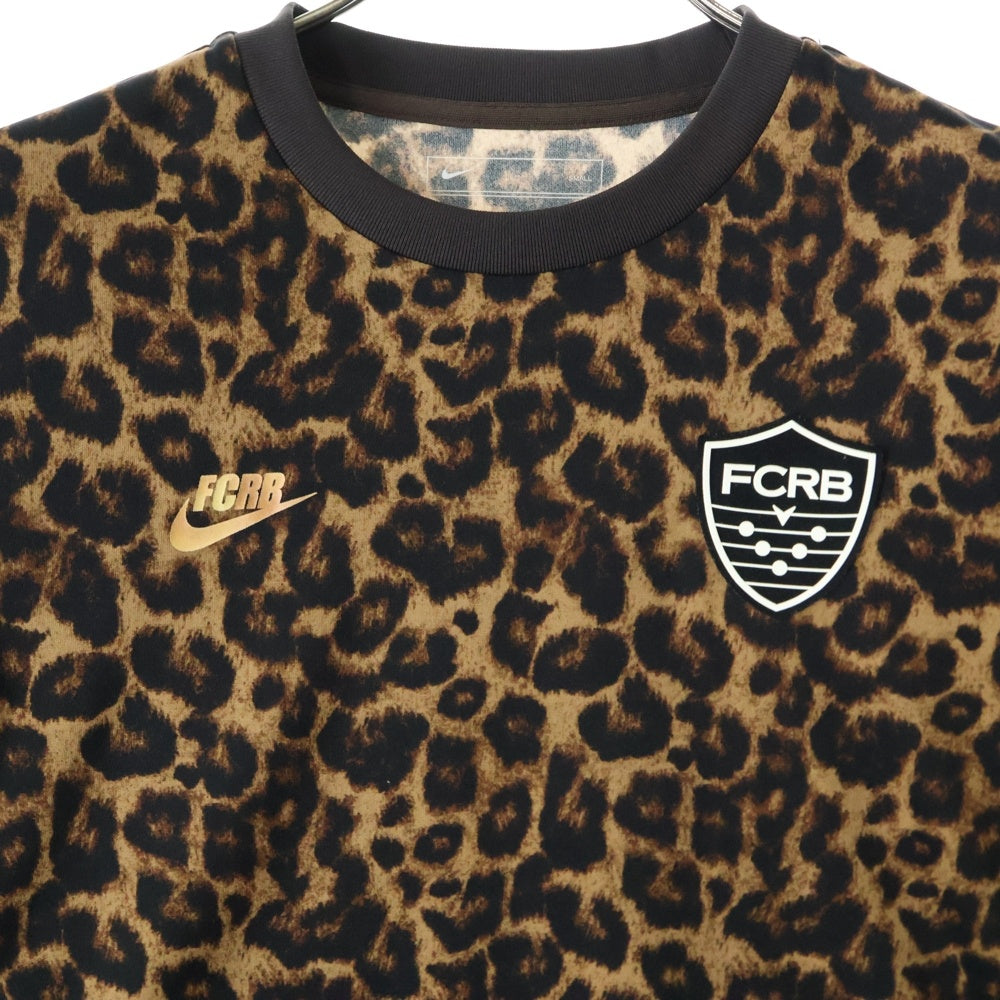 F.C.R.B./F.C.Real Bristol/FCRB(エフシーアールビー/エフシーレアルブリストル) ×NIKE ナイキ ラバーロゴパッチ レオパード 半袖カットソー Tシャツ ブラウン 396363