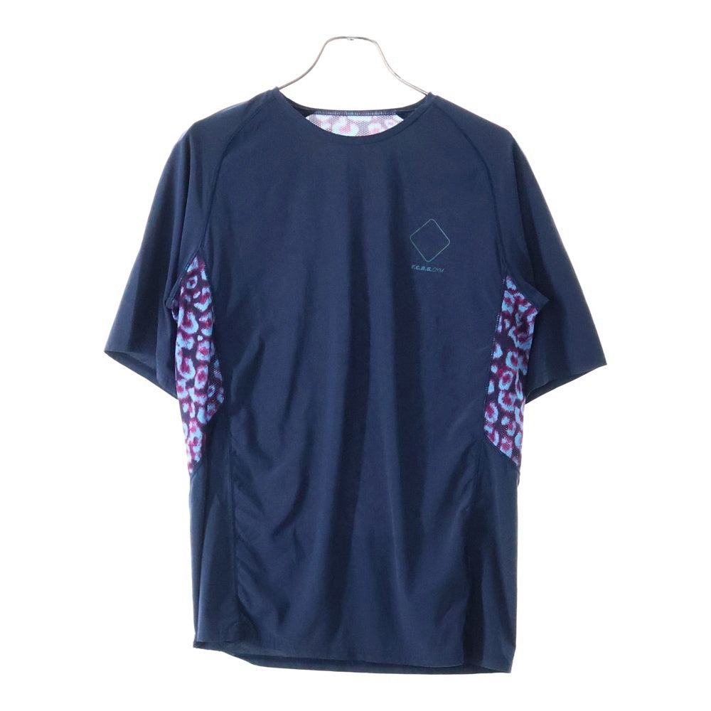 F.C.R.B./F.C.Real Bristol/FCRB(エフシーアールビー/エフシーレアルブリストル) × NIKE ナイキ ロゴ プリント レオパード 切替 半袖カットソー Tシャツ ネイビー 440646-450